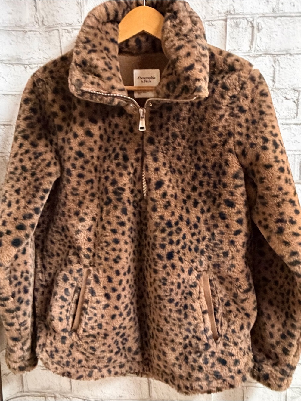 Abercrombie & Fitch Women's Faux Fur Leopard Jacket - Brown/Black